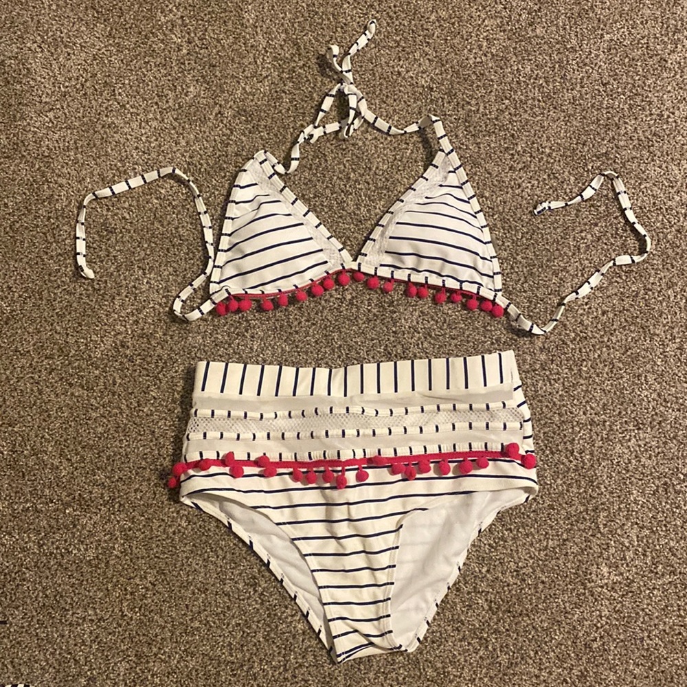 Pink and Blue Striped Bikini